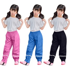 Toddler Kids Water-Proof Rain Pants Raincoat Baby Boys Girls Mud Dirty Proof Rain Dungarees Reusable Trouser Splash Pant Hot Pink