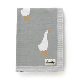 mimixiong Baby Blanket Knit Receiving Boys Girls Blanket Soft Cotton Neutral Blanke for Swaddle Crib Stroller with Cute Goose
