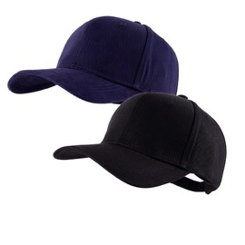 LANGZHEN Baseball Dad Cap 100% Cotton Fits Men Women Classic Adjustable Plain Hat(Structured-Navy+Structured-Black)