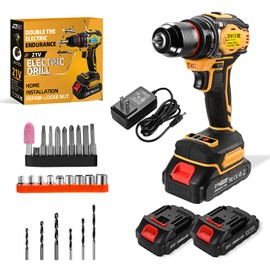 Cordless Drill Set, 21V Power Drill, Double 2000mAh Batteries Electric Drill, 2 Variable Speeds, 3/8" Keyless Chuck, 28 Piece Drill Driver Kit for Women's Garden DIY Projects (Red)