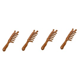 FOMIYES 4pcs Wooden Comb for Scalp Massage Natural Handheld Wide Tooth Hair Brush