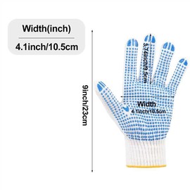 12 pares de guantes de trabajo para hombres y mujeres, mezcla de algodón, guantes de seguridad antideslizantes para construcción, almacén, garaje, pro