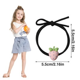 Strawberry Hair Ties for Baby Girls Toddler - 2Pcs Strawberry Black Hair Elastics No Damage Soft Rubber Hair Bands Hair Ropes Ponytail Holders Cute Hair Accessories for Girls Teens Gifts