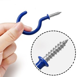 Wideskall 60 Pieces 3" inch Steel Utility Mount Screw in Cup Hooks Hanger Assorted Color PVC Vinyl Coated