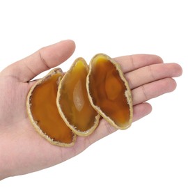 dssmboom Set of 10 Natural Agate Slices Stone for Home Decoration Place Cards, Irregular Geode Agate Stone for Jewelry Making, Yellow