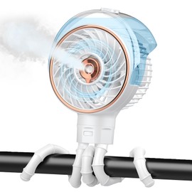 Ausic Stroller Fan with Mist, 100ml Misting Portable Fan for Stroller, Baby Fans with Detachable Tripod, Baby Essentials, Clip on Fans for Crib, Treadmill, Car Seat, Outdoor