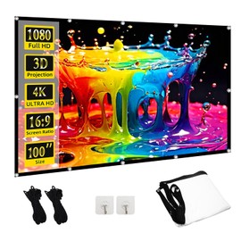 100 inch Projection Screens, TOWOND Double Sided Outdoor Projector Screen, 16:9 Foldable and Anti-Crease Portable Projector Movies Screens for Home Theater