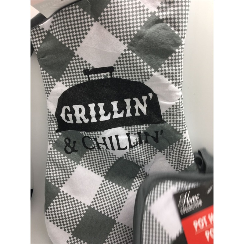 Kitchen 3 PC Set Kitchen Oven Mitt & 2 Pot