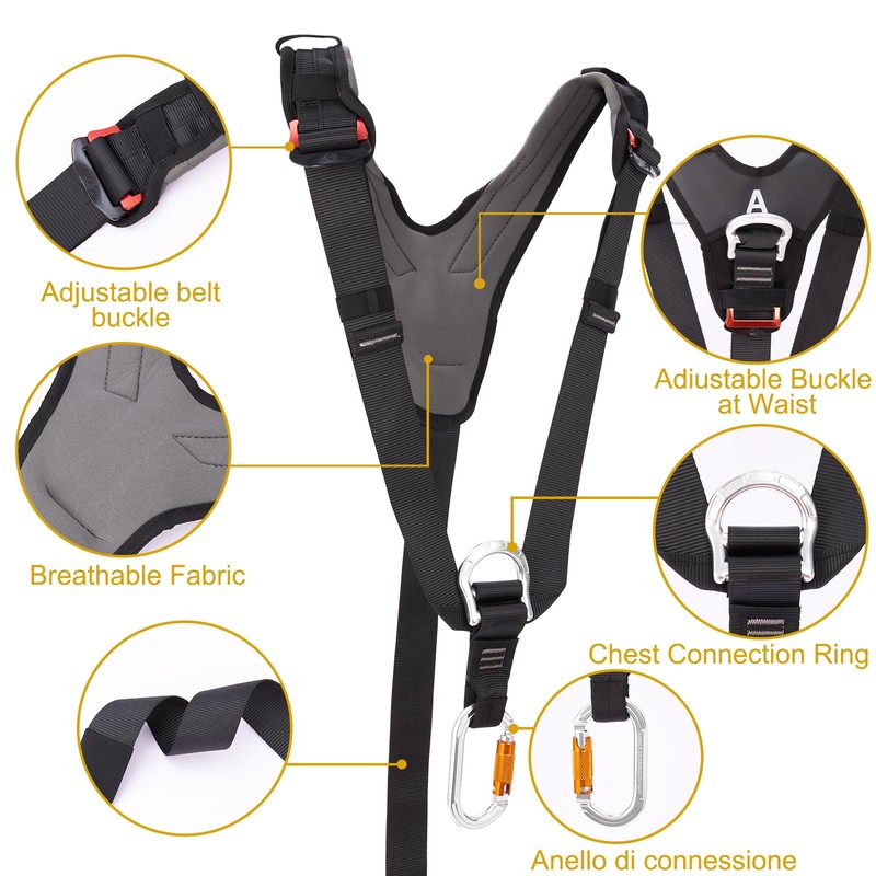 SOB Climbing Harness Shoulder Harness, Adjustable Shoulder Harness with Carabiner,