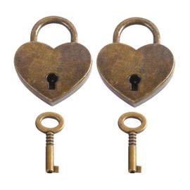 3 Pieces Vintage Style Heart Shaped Metal Padlock, Alloy Heart Lock with Keys, Heart Shaped Metal Padlock, Mini Bronze Antique Padlock in Heart Shape