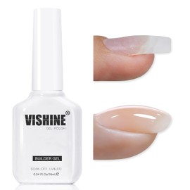 Vishine Builder Nail Gel for Nails, 8 in 1 Cover Beige Translucent Builder Strengthener Jelly Hard Extension Gel Base Rhinestone Nails Thickening in A Bottle E053