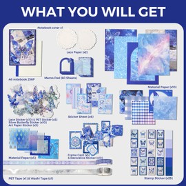 Funto Scrapbooking Kit(162 PCS), Warm Mail Series-Serebade, Perfect for Bullet Scrapbooking Materials, Planner DIY Arts Craft Collage