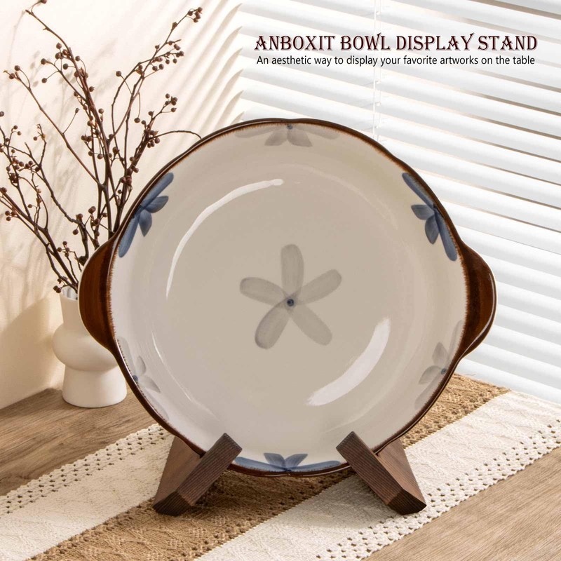 ANBOXIT Bowl Stands for Display, 6.5 Inch Plate Holder, Wooden
