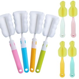 4 cepillos para biberones + 4 cepillos para tetinas, esponja, cepillos para biberones, biberón para leche, juego limpiador de tetinas para biberones, cepillo rascador de tazas, cepillo de mango largo