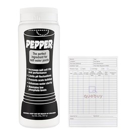 API Pepper 2 Lbs Saltwater Pool Chemical – White Granular Formula for Clear Water – Helps Prevent Scale, Corrosion, pH Fluctuations – Maintains Low Phosphate – with QueBuy Pool Maintenance Log Book