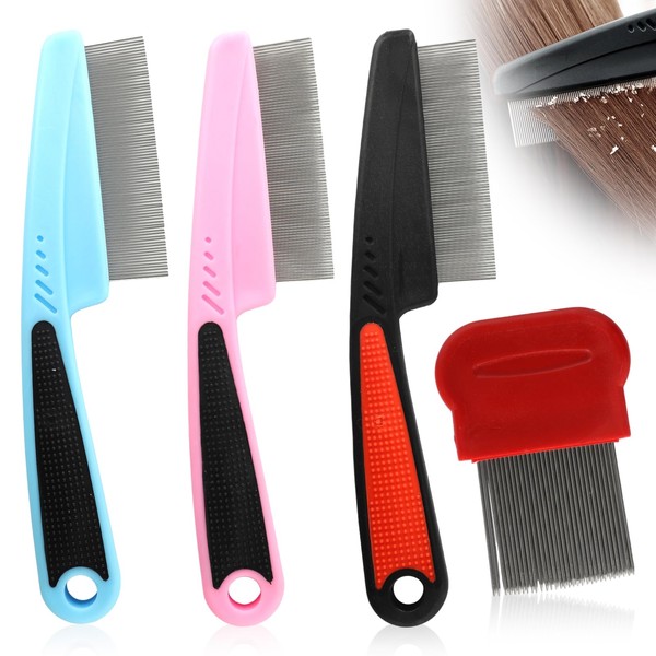 3 Pcs of Scalp Comb,Psoriasis,Stainless Steel Fine-Toothed Dandruff Combs,with 1