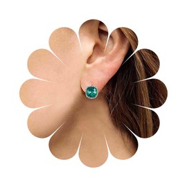 Andelaisi Boho Emerald Earrings Green Emerald Square Earrings Vintage Emerald Gemstone Studs Earrings Gold Emerald Crystal Earrings Jewelry for Women