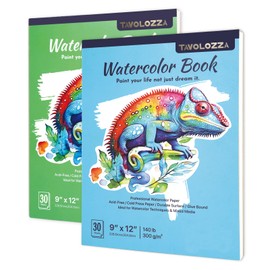 Watercolor Paper Pad 9x12 inch, 2 Packs, 60 Sheets, 140lb (300gsm), Acid-Free Paper, Ideal for Wet & Dry Media, Beginners, Artists, Adults