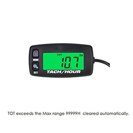 Jayron JR-HM032A Self Powered Digital Tach/Inductive/Maintenance/Waterproof/Backlit/Shutdown Hour Meter,Battery Replaceable,for Lawn Mower Tractor Generators and Pneumatic Equipment