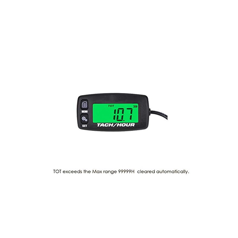 Jayron JR-HM032A Self Powered Digital Tach/Inductive/Maintenance/Waterproof/Backlit/Shutdown Hour Meter,Battery Replaceable,for Lawn