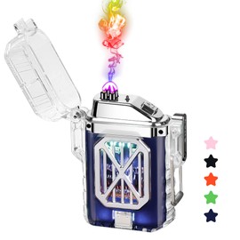 TIKIUKI Windproof Lighter Tactical Outdoor Dual Arc Electric Lighters Rechargeable Flameless Plasma Lighter for Camping, Hiking, Outdoor Activities(Blue)