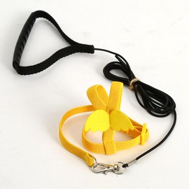 Lopsity Parrot Harness Adjustable Bird Harness Flying Rope Strap Outdoor Training Traction Rope for Small Parrots Anti-Bite,Bird Nylon Rope with Cute Wing (Yellow)