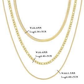 Adramata 3Pcs Halskette Damen Edelstahl Kette Damen Schlangenkette Figaro Stapelbar Halskette Damen Gold/Silber