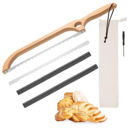 PARBEE Sourdough Bread Bow Knife, Serrated Saw Bread Slicer for Homemade Bread, Baguettes, Bagels, Even Slicing, Crusty Bread Cutter with Ergonomic Wooden Handle Replacement Blade