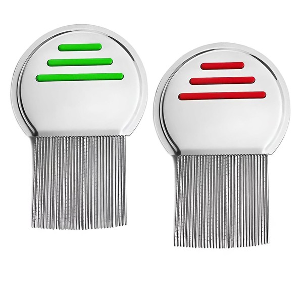 2 Stück Läusekamm,Edelstahl extra fein Läusekamm,Für Baby Kinder Erwachsene und