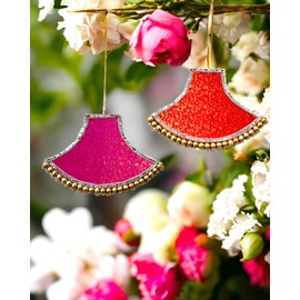 Beautiful Zari and Gota Ball Wall Hanging Set of 2 for Festival, Wedding, Mehendi, Sangeet, Pooja or Diwali Decor (Assorted)