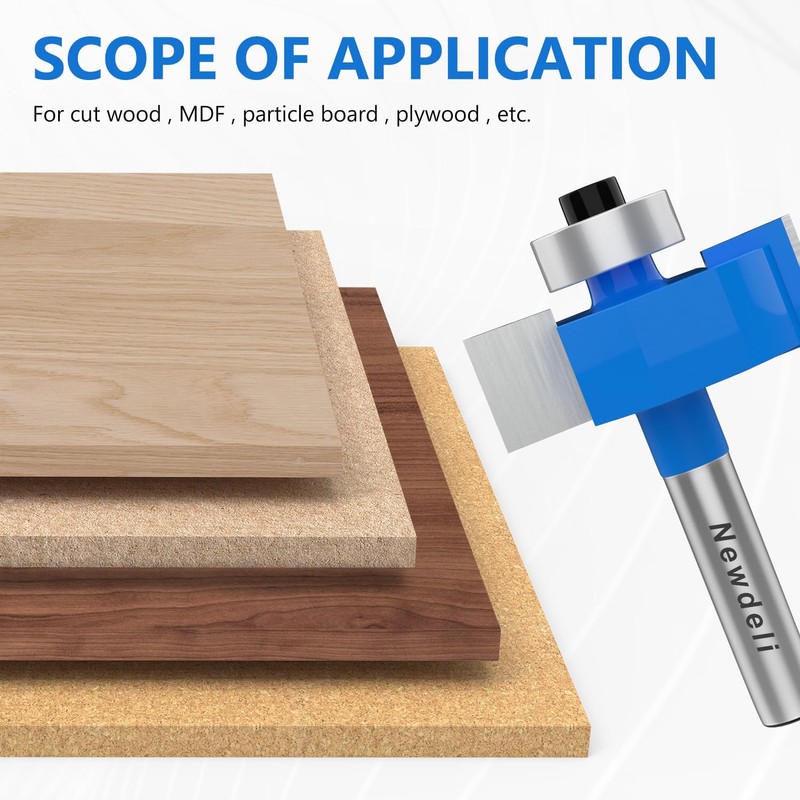 Newdeli 1/4 Inch Shank Rabbet Router Bit 1/2" Height with