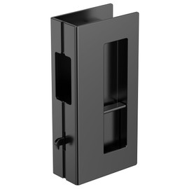 Privacy Pocket Door Lock with Pull, Wooden Sliding Door Handle for 1-3/8”Thickness Door Replace Old Or Damaged Pocket Door Hardware（Matt Black）