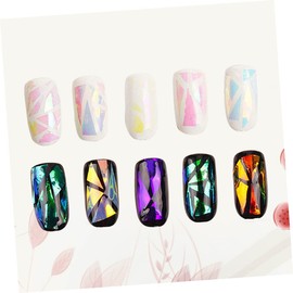 Housoutil 10pcs Holographic Nail Art Foil Stencil Multi-Colored Broken Glass Effect for Unique Manicure Designs Easy to Apply for Stunning Nail Art