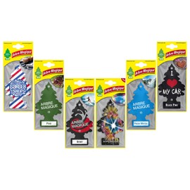 Arbre Magique Car Air Freshener, Intense and Textured Fragrance, Made in Italy, Pack of 6 Mixed Pieces with Barber Shop, Supernova, Black Pine, Fresh Water, Sports and Pine
