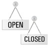 Open Closed Sign made of white melamine plus suction cup