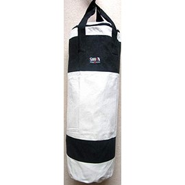 Boxing, Kickboxing Martial Arts 3ft Punch Bag WHITE CANVAS White/Black (Sold Un-Filled)
