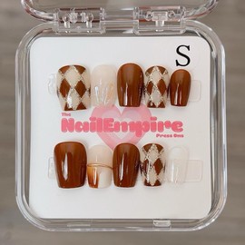 SHORT NAILS Part-1 | The Nail Empire | 10pcs Press On Nails | Nude color nails | Short nails | Square nails | Coffin nails | Cute| Glossy | Reusable | Most Affordable | High Quality | Nail haven| Nail heaven| - Design: 21, Size: S