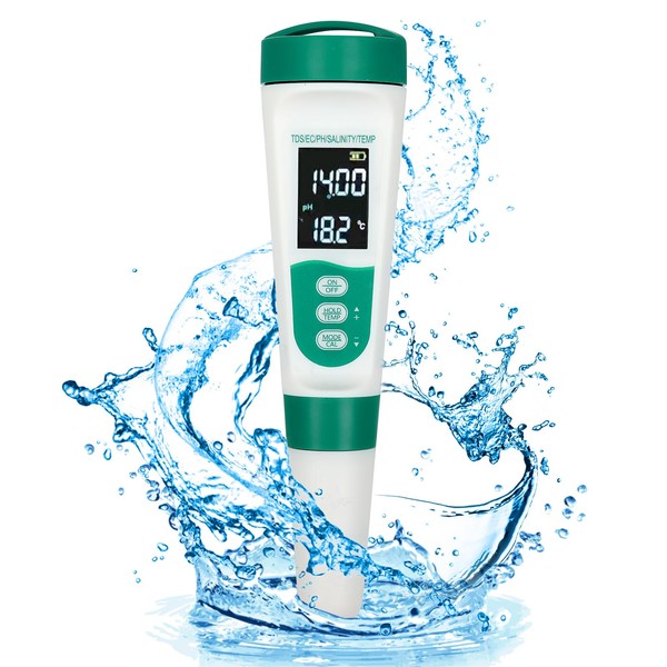 Foyucool 5-in-1 Digital pH Meter, Highly Accurate Water Quality Tester