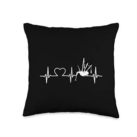 Bagpipe Gifts For Bagpipers Musician Heartbeat Bagpipe Throw Pillow, 16x16, Multicolor