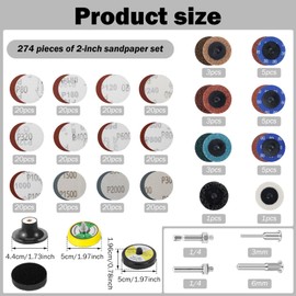 274Pcs 2 inch Die Grinder Sanding Disc Set, Quick Change Disc Surface Conditioning Disc with 1/4 inch Holder for Die Grinder Surface Prep Strip Grind Polish Burr Finish Rust Paint Removal