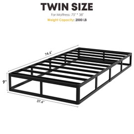 YORMDMO 9 Inch Twin Box Spring, High Profile Twin Size Box Spring Only, Sturdy Metal Frame Mattress Foundtion, Easy Assembly, Noise-Free