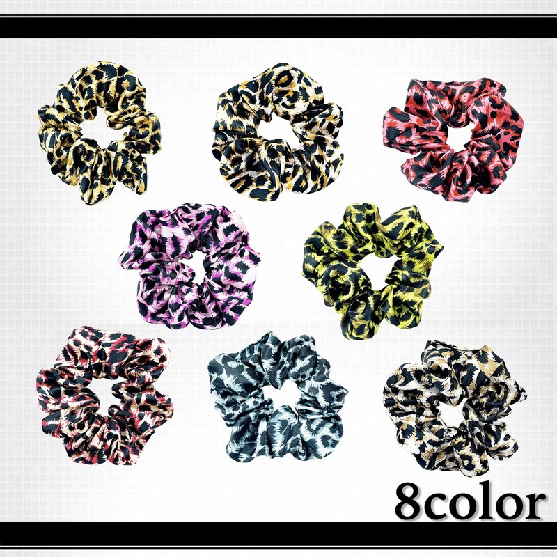 WHITE FANG ZA038 Women's Scrunchie Hair Rubber Leopard Pattern Leopard