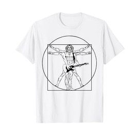 Davinci Vitruvian Man Guitar Player Rock & Roll Guitarist T-Shirt