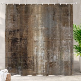 Batmerry Brown Grey Abstract Art Decorative Shower Curtain - Acrylic Painting Design for Bathroom, Farmhouse, Bathtub - Long Wide Waterproof Washable