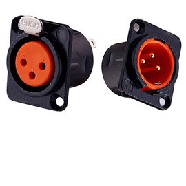 priaolker Gold 3-Pin XLR Male + Female Socket Metal Panel Mount Chassis Microphone Audio Jack D-Type Connector Adapter, Pack of 6