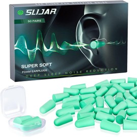 SLIJAR Ear Plugs for Sleep, 50 Pairs Super Soft 38dB High Noise Cancelling Ear Plugs for Sleeping, Foam Ear Plugs Noise Cancelling, Reusable Earplugs for Sleep, Travel, Studying, Working, Motorcycle