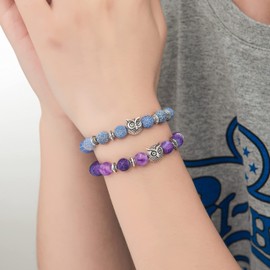 Softones Owl Gifts Owl Bracelets Healing Crystals Bracelet for Women Men Spiritual Energy Beaded Bracelet Set Gifts