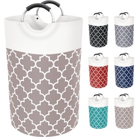 Fabspace Large Laundry Basket Laundry Hamper Bag Washing Bin Clothes Bag Collapsible Tall With Handles Waterproof Travel Bathroom College Essentials Storage For College Dorm, Family (Khaki)75L