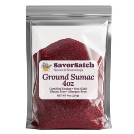 SavorSatch Ground Sumac – 4oz Resealable Pouch | Certified Kosher, GMO Free, Allergen-Free | Tangy, Deep Red Spice for Middle Eastern Cooking, Salads, and Meats | Product of Turkey