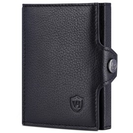 VON HEESEN Slim Wallet with RFID Protection - Men's Small Wallet - Mini Purse Women's Wallet - Card Holder Genuine Leather Card Wallet - Leather Credit Card Holder Black